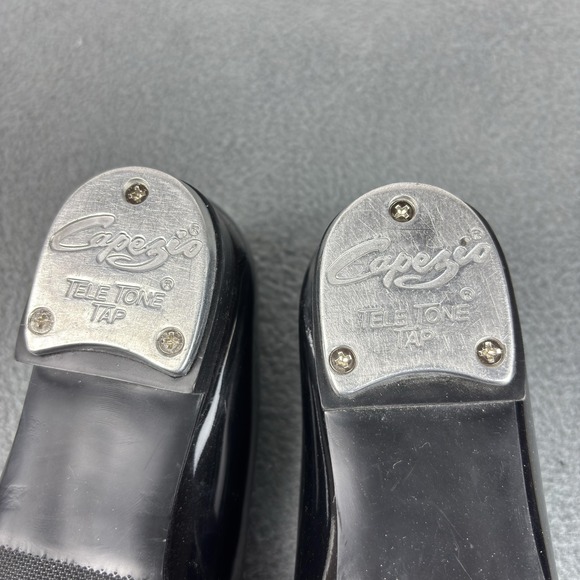 Capezio Tap Shoes Kids/Youth Sz 1 Black Patent Leather Mary Jane Dance Tele Tone - Picture 9 of 10